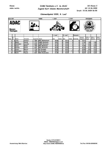 OAMC Reinheim e.V. im ADAC Jugend-Kart-Slalom-Meisterschaft ...