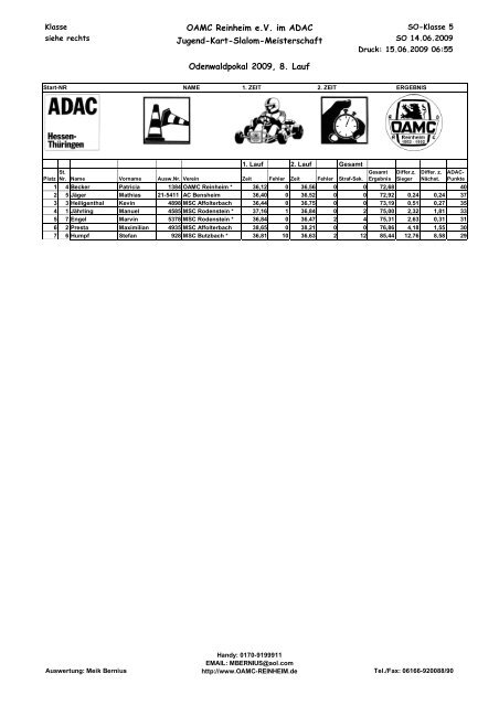 OAMC Reinheim e.V. im ADAC Jugend-Kart-Slalom-Meisterschaft ...