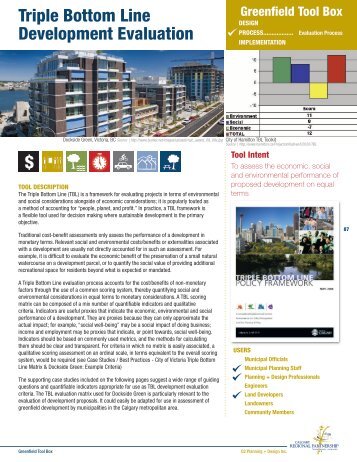 Triple Bottom Line Development Evaluation - The Greenfield Tool Box