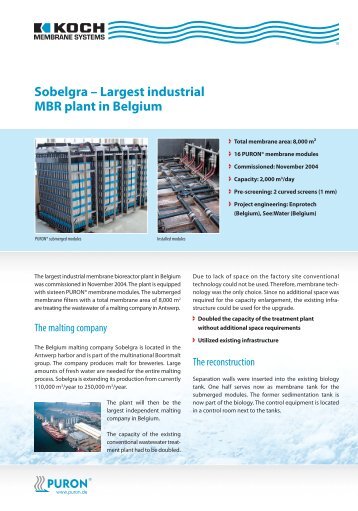 Sobelgra â Largest industrial MBR plant in Belgium - Puron.de