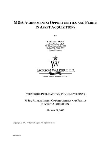 m&a agreements: opportunities and perils in asset acquisitions