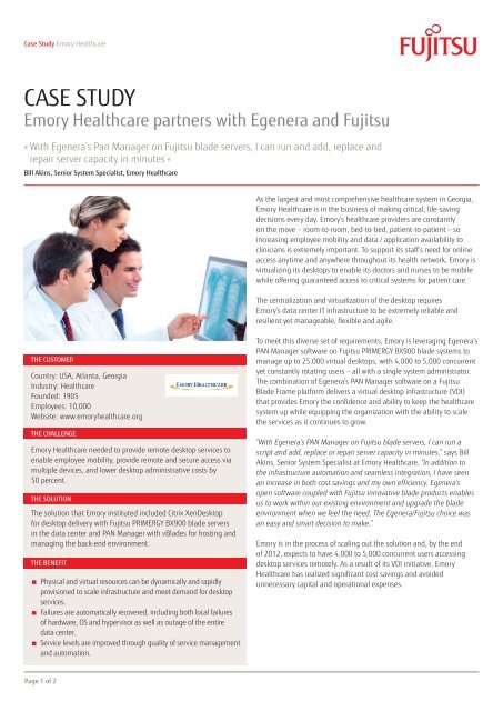 Emory Healthcare Case Study - Fujitsu