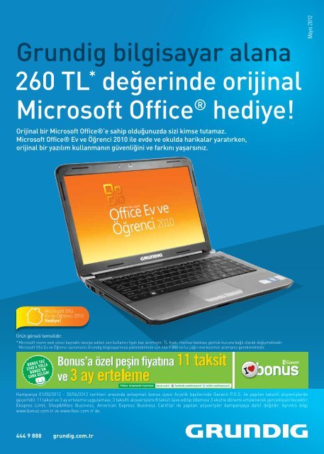 Grundig bilgisayar alana 260 TL* deÃ„ÂŸerinde orijinal Microsoft Office ...
