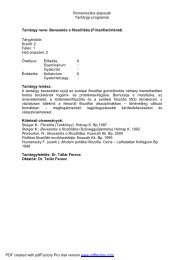 Romanisztika alapszak TantÃ¡rgyi programok TantÃ¡rgy ... - NymE - SEK