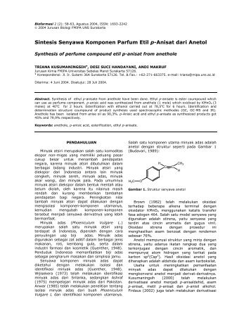 Sintesis Senyawa Komponen Parfum Etil p-Anisat dari Anetol - UNS