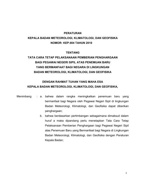 kep 04 tahun 2010 - BMG - BMKG