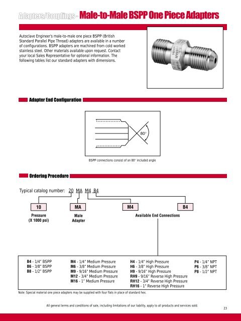 BSPP Adapters - Fluid Process Control