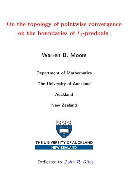 On the topology of pointwise convergence on the ... - CARMA