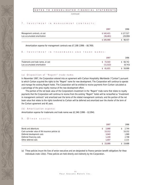 1997 Annual Report - Four Seasons Hotels and Resorts