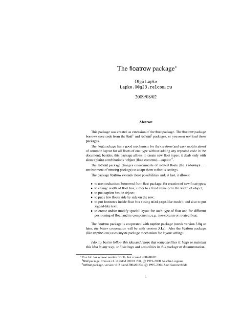 The Floatrow Package