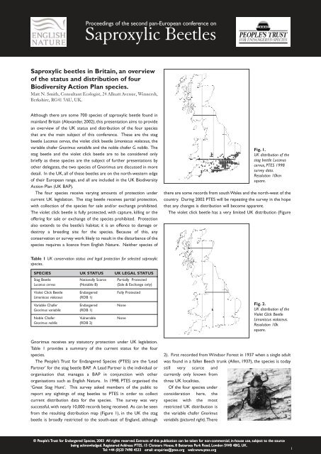 saproxylic beetles in Britain, an overview of the status and ...