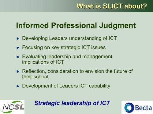 Strategic Leadership of ICT - Wigan Schools Online