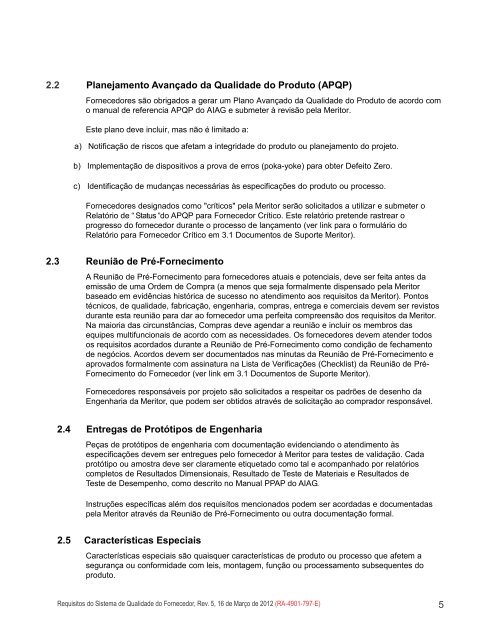 Manual de requisitos de qualidade - Meritor