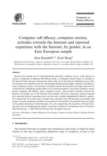 Computer self efficacy, computer anxiety, attitudes towards the ...