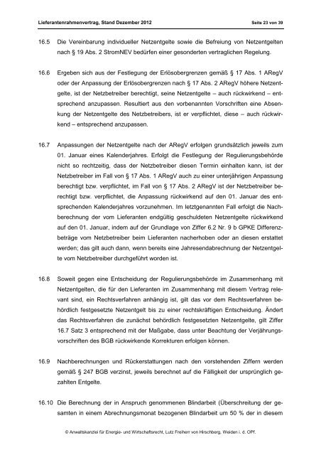 Lieferantenrahmenvertrag - Strom - E-Werke Haniel Haimhausen