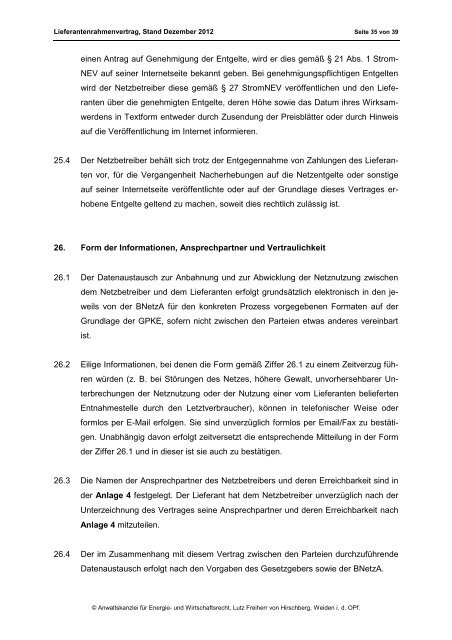 Lieferantenrahmenvertrag - Strom - E-Werke Haniel Haimhausen