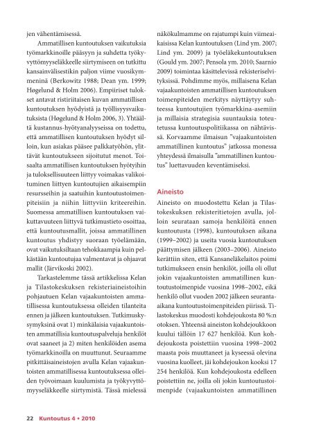 Kuntoutus-lehti 4/2010 - KuntoutussÃ¤Ã¤tiÃ¶