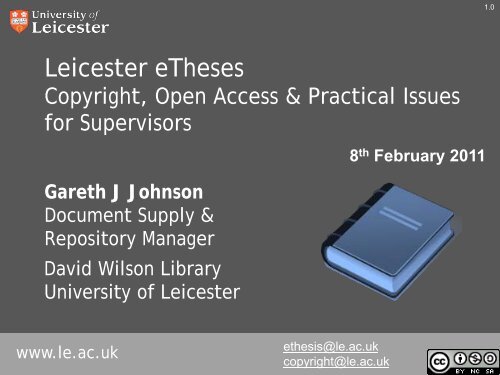 Copyright LRA and PHD Thesis - Supervisors - University of Leicester