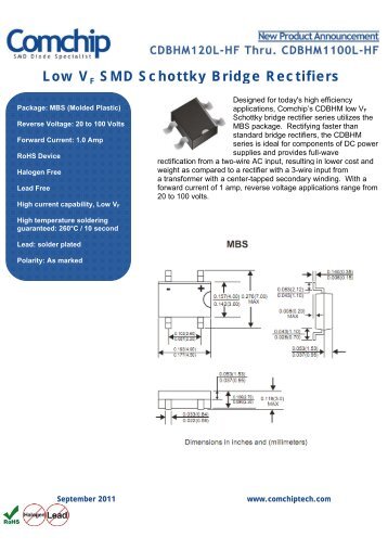 Low VF SMD Schottky Bridge Rectifiers - TECNIKA DUE Spa