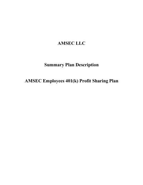 AMSEC Employees 401(k) Profit Sharing Plan - Benefits Connect