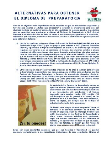 alternativas para obtener el diploma de preparatoria - Wichita Public ...