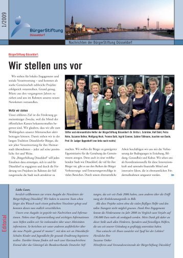 Newsletter 1/2009 - BÃ¼rgerStiftung DÃ¼sseldorf