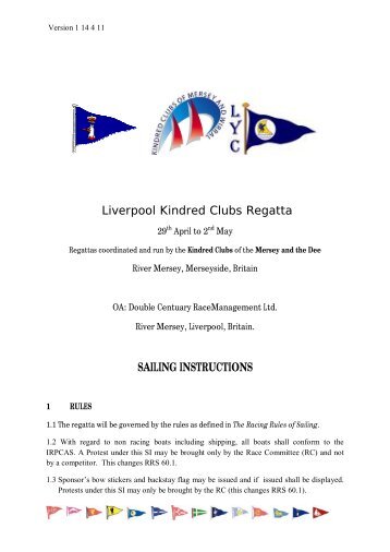 Liverpool Kindred Clubs Regatta SAILING INSTRUCTIONS