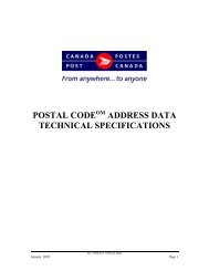 Canada Post â Postal Code Address Data Technical Specifications