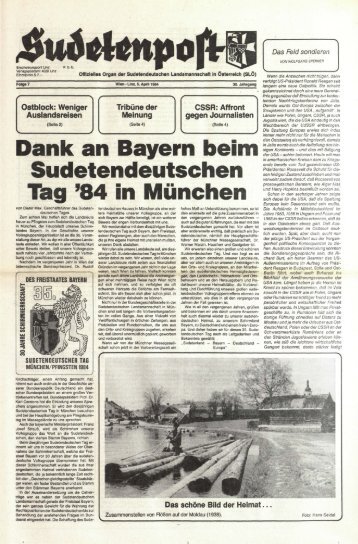 Dank an Bayern beim Sudetendeutschen Tag '84 in ... - Sudetenpost