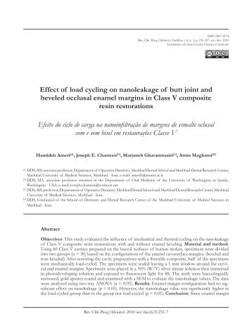 Effect of load cycling on nanoleakage of butt joint and ... - PUCPR