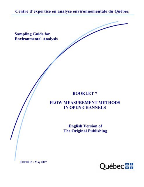Booklet 7 - Flow Measurement Methods in Open Channels