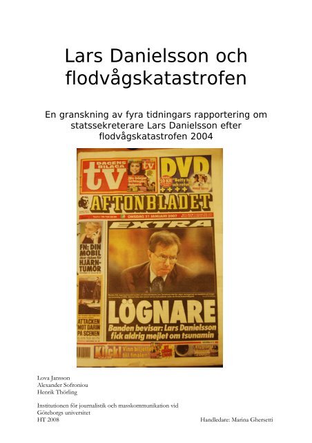 Lars Danielsson och flodvÃ¥gskatastrofen - GÃ¶teborgs universitet