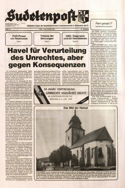 50 Jahre Vertreibung - Unrecht verjährt nicht! - Sudetenpost