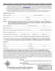 Room Rental Application - South Brunswick Public Library