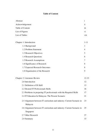 Table of Content Abstract i Acknowledgement ii ... - DSpace@UM