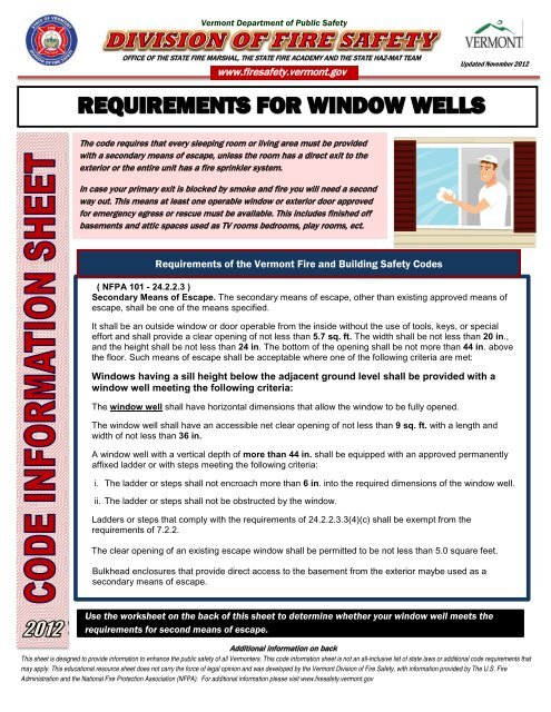 Requirements of the Vermont Fire and Building Safety Codes www ...