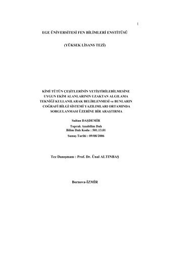 Kimi TÃ¼tÃ¼n ÃeÅitlerinin YetiÅtirilebilmesine Uygun Ekim AlanlarÄ±nÄ±n ...