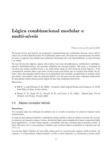 LÃ³gica Combinacional Modular e Multi-NÃ­veis - Vision at IME-USP