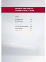 Summary of Leica Geosystems' Corporate Governance Policies