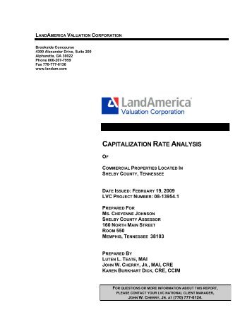 Capitalization Rate Analysis The Shelby County Assessor Of Property