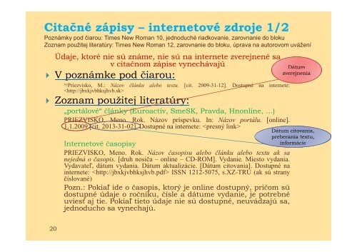 Metodika tvorby pÃ­somnÃ½ch prÃ¡c - Fakulta medzinÃ¡rodnÃ½ch vzÅ¥ahov