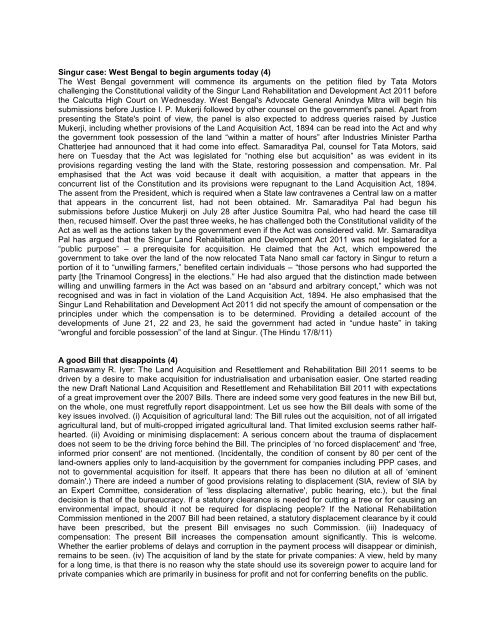 land acquisition/sez & displacement â 2011 - Indian Social Institute