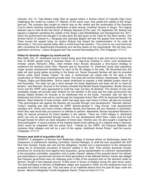 land acquisition/sez & displacement â 2011 - Indian Social Institute