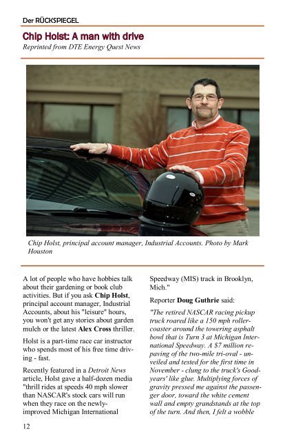 Volume 39 Issue 1, January 2012 - Maumee Valley - Porsche Club ...