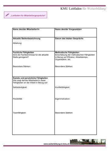 Leitfaden für das Mitarbeitergespräch (pdf) - KMU Leitfaden für ...