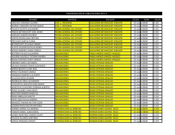 NOMBRE MATERIA DOCENTE FECHA HORA SALON SANCHEZ ...