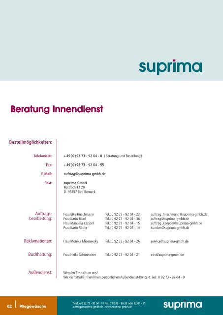 Pflegewäsche - Suprima GmbH