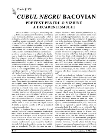 cubul negru bacovian: pretext pentru o viziune a decadentismului