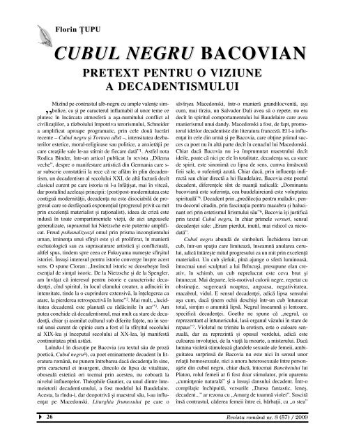 cubul negru bacovian: pretext pentru o viziune a decadentismului