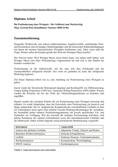 Diploma Arbeit Zusammenfassung - Weinakademie ÃƒÂ–sterreich